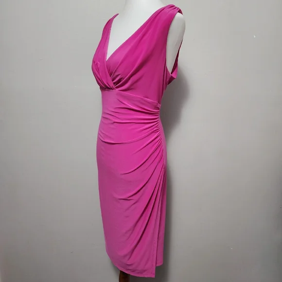 American Living Pink Ruched Surplice Sheath Dress Size 16 - Picture 3 of 7